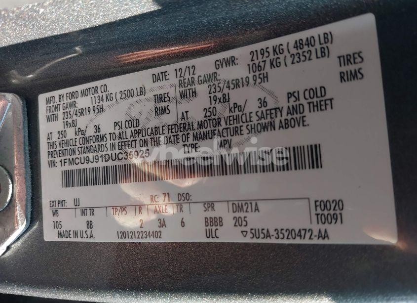 Photo 9 of 2013 Ford Escape TITANIUM (VIN 1FMCU9J91DUC35925)