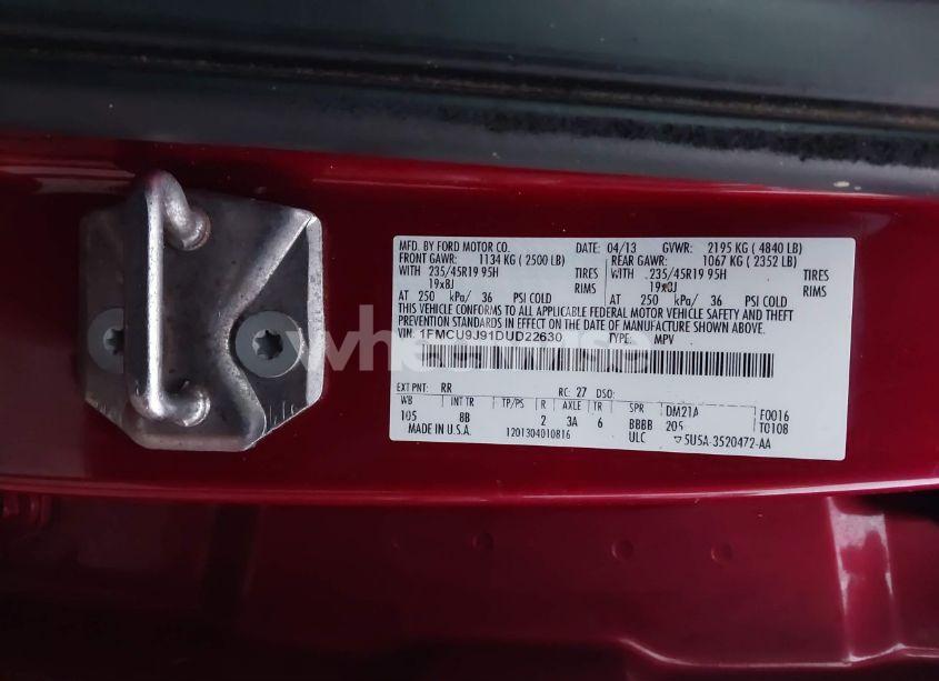 Photo 9 of 2013 Ford Escape TITANIUM (VIN 1FMCU9J91DUD22630)