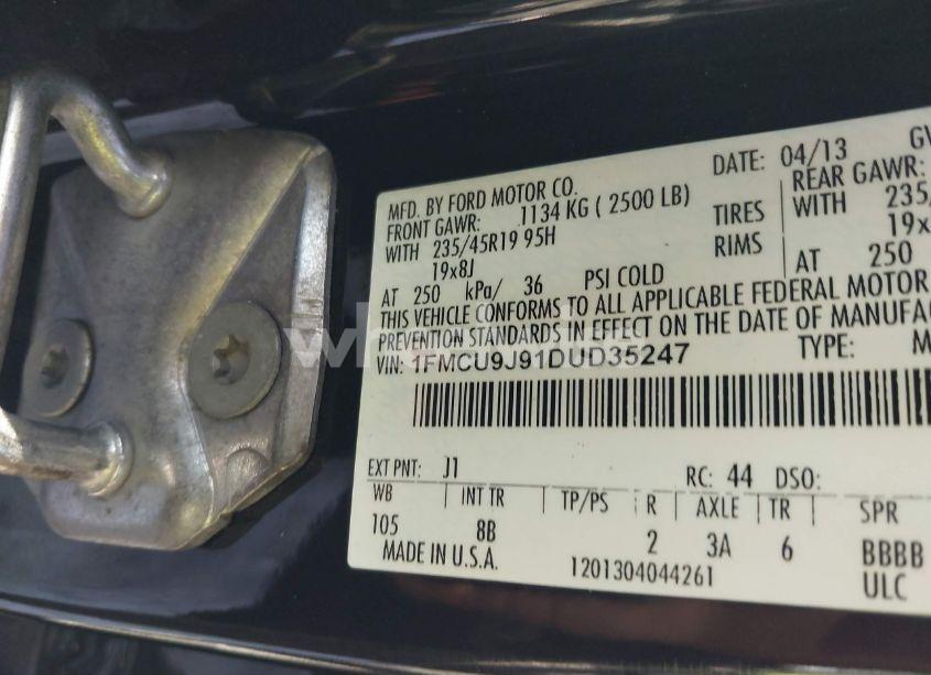 Photo 9 of 2013 Ford Escape TITANIUM (VIN 1FMCU9J91DUD35247)