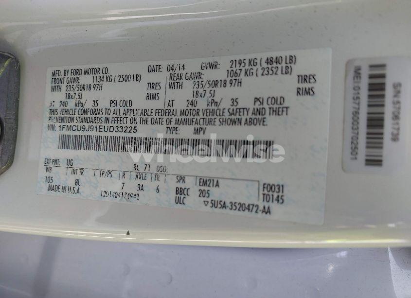 Photo 9 of 2014 Ford Escape TITANIUM (VIN 1FMCU9J91EUD33225)