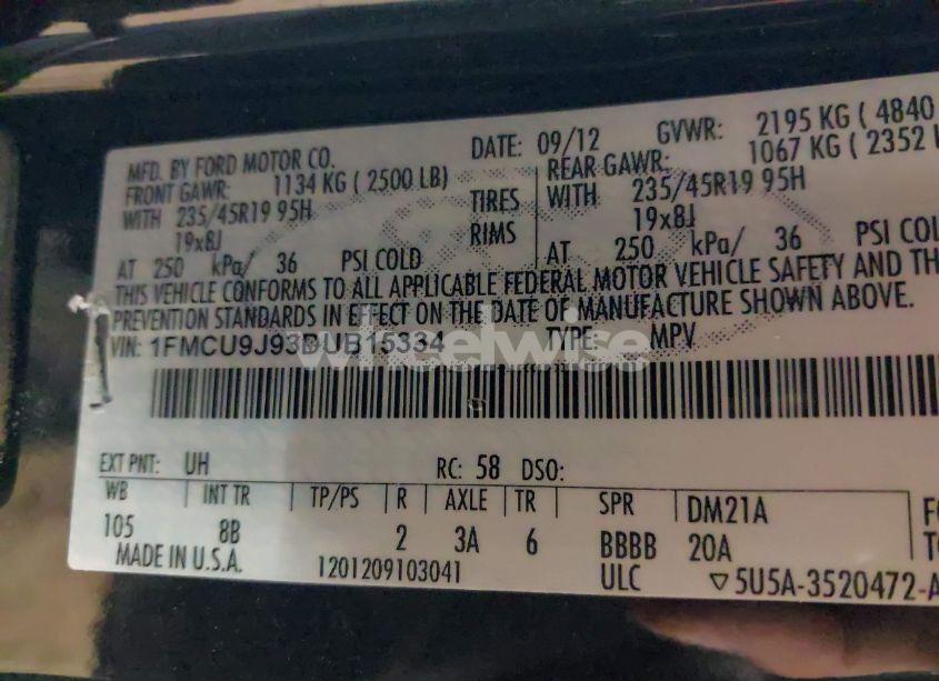 Photo 9 of 2013 Ford Escape TITANIUM (VIN 1FMCU9J93DUB15334)