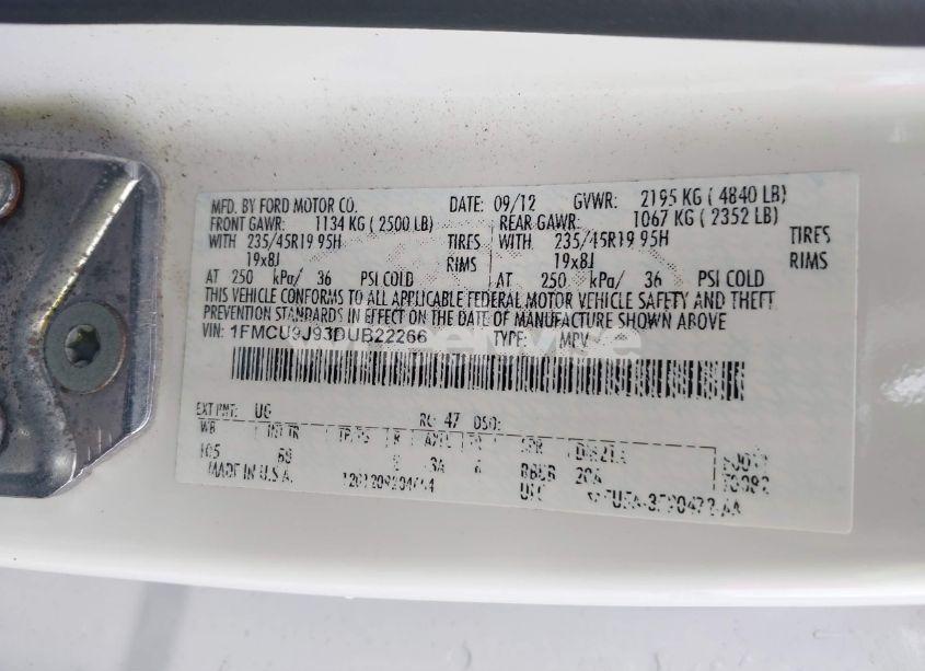 Photo 9 of 2013 Ford Escape TITANIUM (VIN 1FMCU9J93DUB22266)