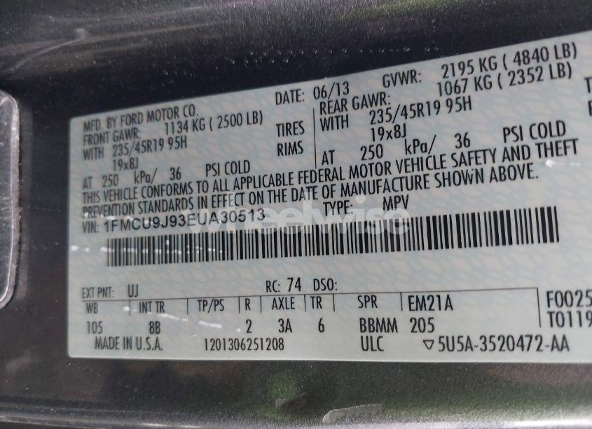 Photo 9 of 2014 Ford Escape TITANIUM (VIN 1FMCU9J93EUA30513)