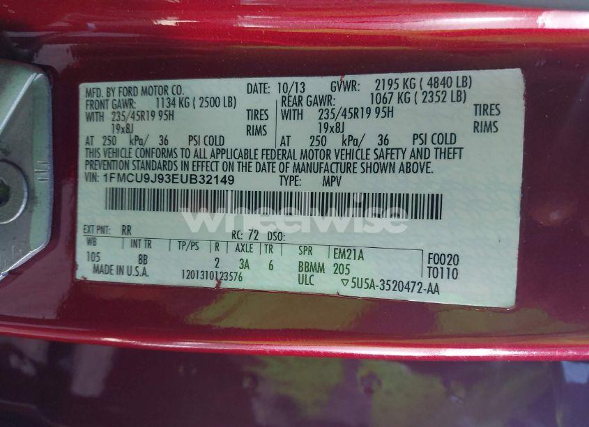 Photo 9 of 2014 Ford Escape TITANIUM (VIN 1FMCU9J93EUB32149)