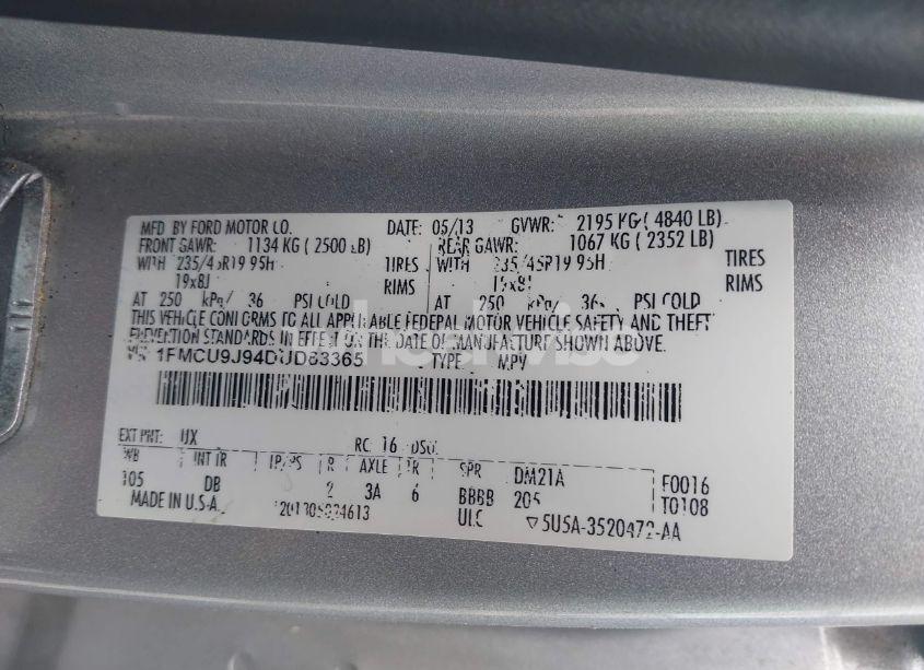 Photo 9 of 2013 Ford Escape TITANIUM (VIN 1FMCU9J94DUD63365)