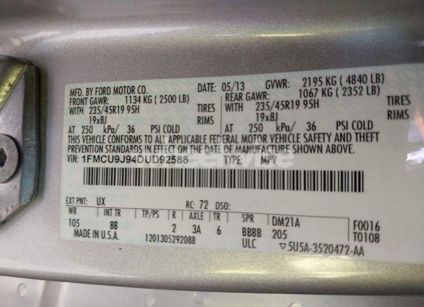 Photo 9 of 2013 Ford Escape (VIN 1FMCU9J94DUD92588)