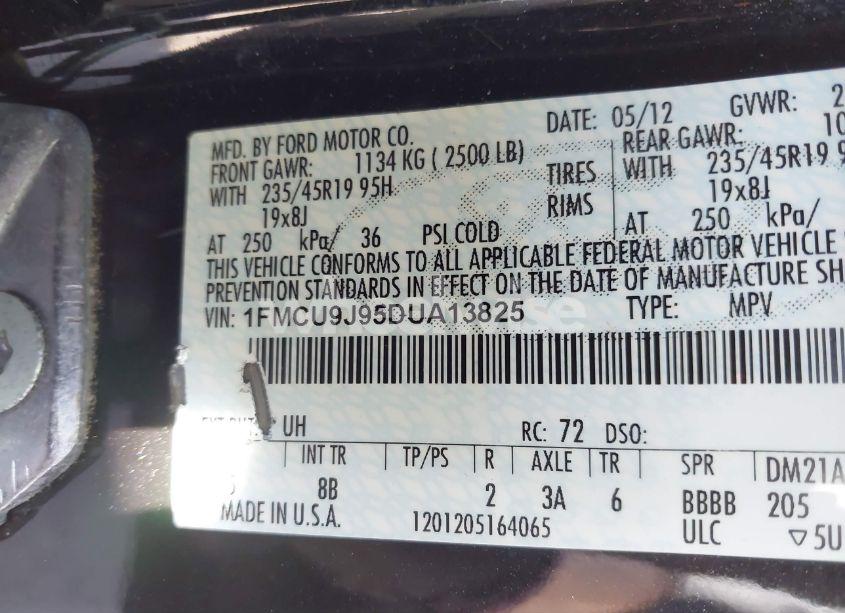 Photo 9 of 2013 Ford Escape TITANIUM (VIN 1FMCU9J95DUA13825)