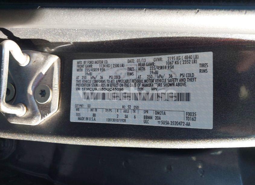 Photo 9 of 2013 Ford Escape TITANIUM (VIN 1FMCU9J95DUC45096)