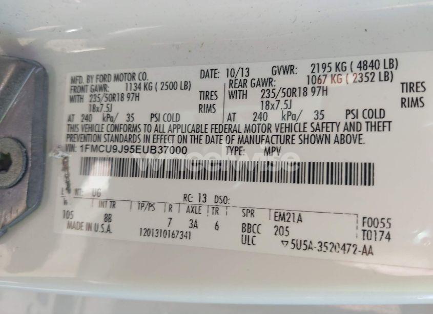 Photo 9 of 2014 Ford Escape TITANIUM (VIN 1FMCU9J95EUB37000)