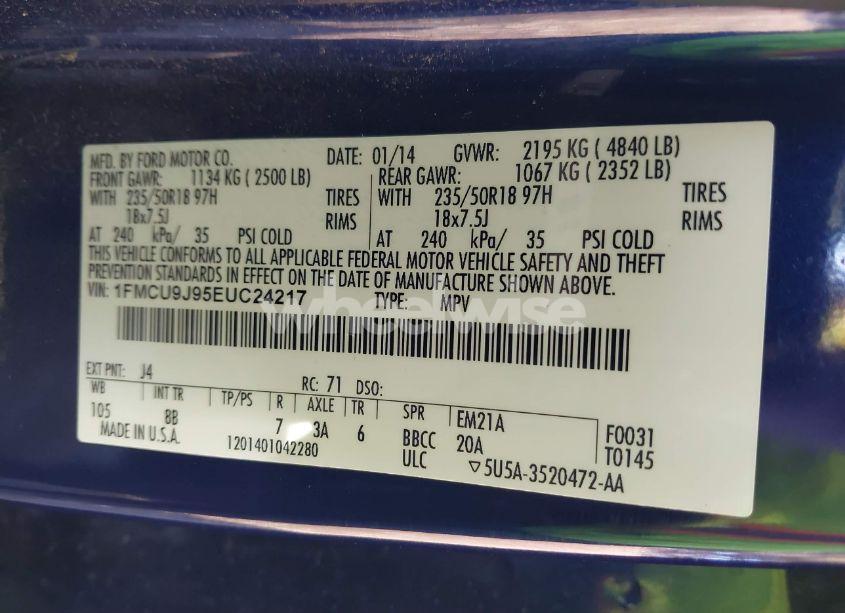 Photo 9 of 2014 Ford Escape TITANIUM (VIN 1FMCU9J95EUC24217)