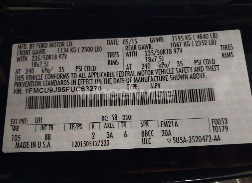 Photo 9 of 2015 Ford Escape TITANIUM (VIN 1FMCU9J95FUC63276)