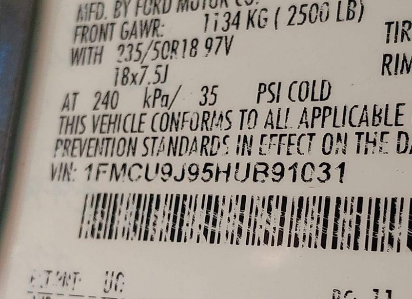 Photo 9 of 2017 Ford Escape TITANIUM (VIN 1FMCU9J95HUB91031)