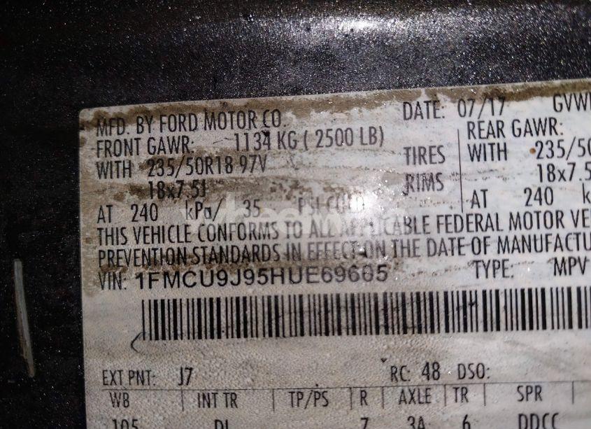 Photo 9 of 2017 Ford Escape TITANIUM (VIN 1FMCU9J95HUE69605)