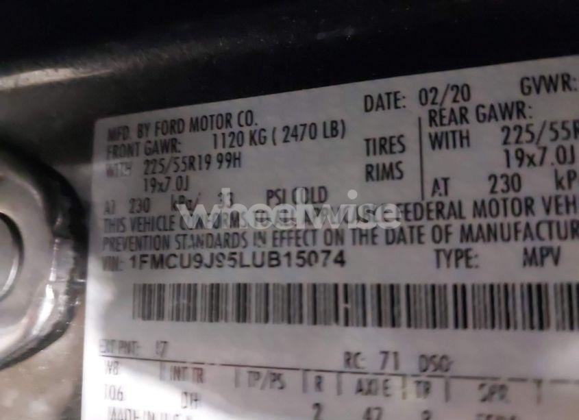 Photo 9 of 2020 Ford Escape TITANIUM (VIN 1FMCU9J95LUB15074)