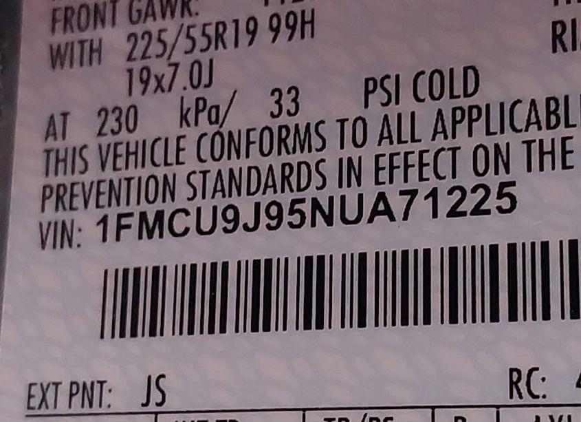 Photo 9 of 2022 Ford Escape TITANIUM (VIN 1FMCU9J95NUA71225)