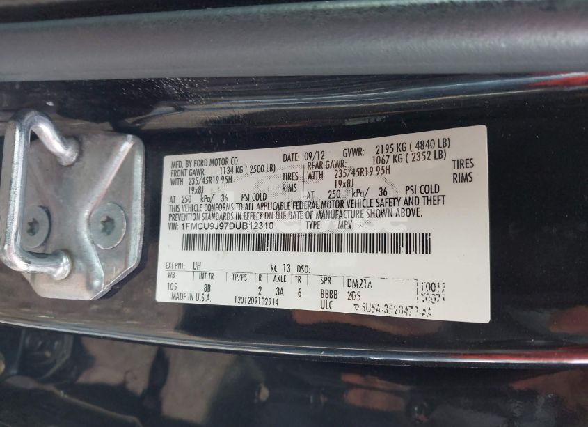 Photo 9 of 2013 Ford Escape TITANIUM (VIN 1FMCU9J97DUB12310)