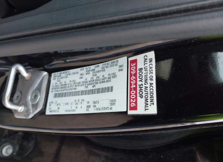 Photo 9 of 2013 Ford Escape TITANIUM (VIN 1FMCU9J97DUD50190)