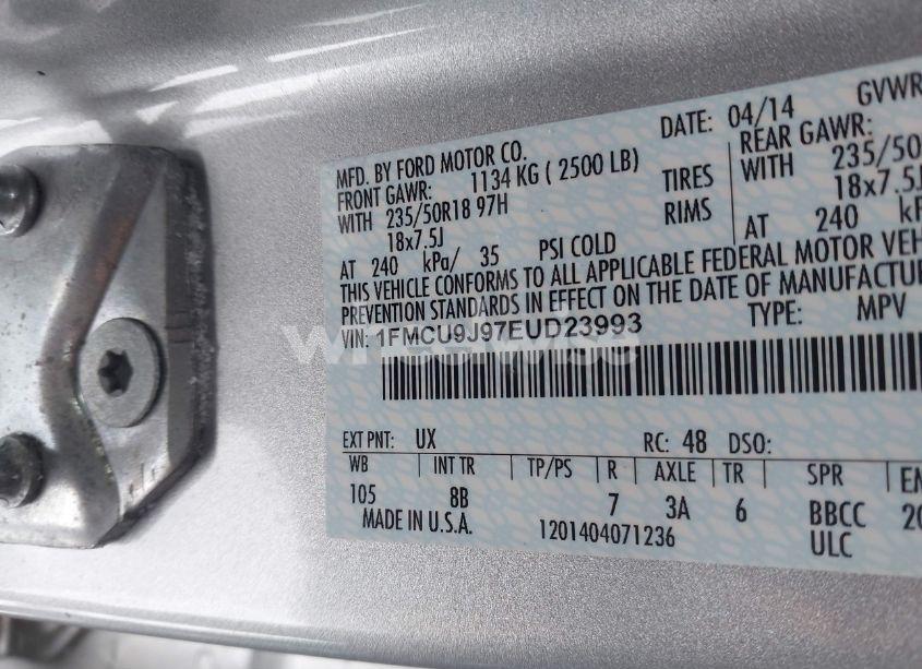 Photo 9 of 2014 Ford Escape TITANIUM (VIN 1FMCU9J97EUD23993)