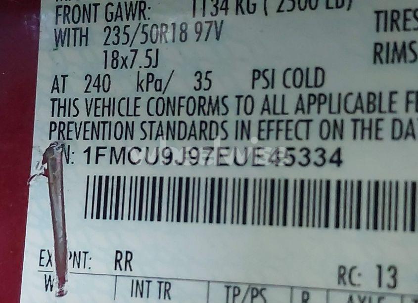 Photo 9 of 2014 Ford Escape TITANIUM (VIN 1FMCU9J97EUE45334)