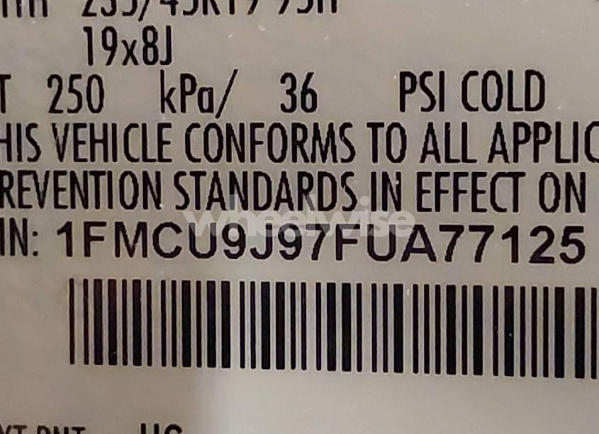 Photo 9 of 2015 Ford Escape TITANIUM (VIN 1FMCU9J97FUA77125)