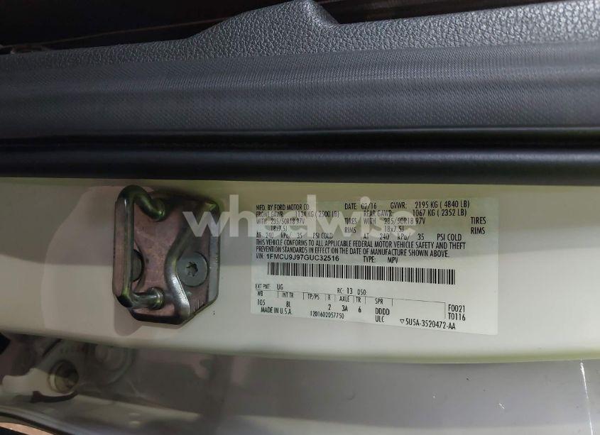 Photo 9 of 2016 Ford Escape TITANIUM (VIN 1FMCU9J97GUC32516)