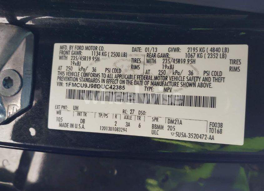 Photo 9 of 2013 Ford Escape TITANIUM (VIN 1FMCU9J98DUC42385)