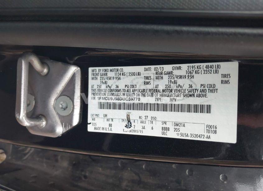 Photo 9 of 2013 Ford Escape TITANIUM (VIN 1FMCU9J98DUC59770)