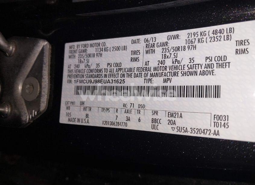 Photo 9 of 2014 Ford Escape TITANIUM (VIN 1FMCU9J98EUA31625)