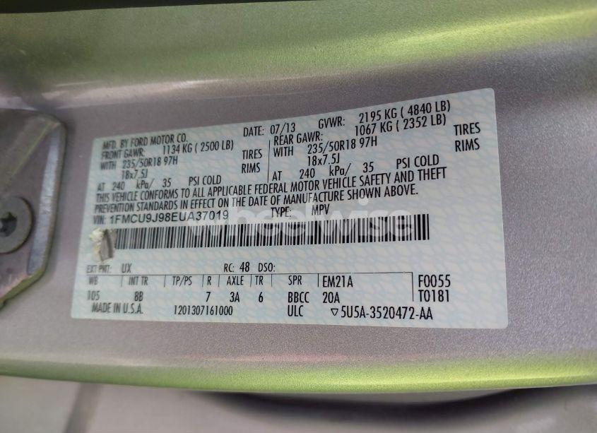 Photo 9 of 2014 Ford Escape TITANIUM (VIN 1FMCU9J98EUA37019)