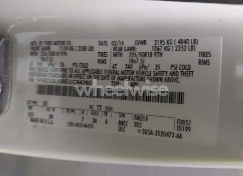 Photo 9 of 2014 Ford Escape TITANIUM (VIN 1FMCU9J98EUC94360)