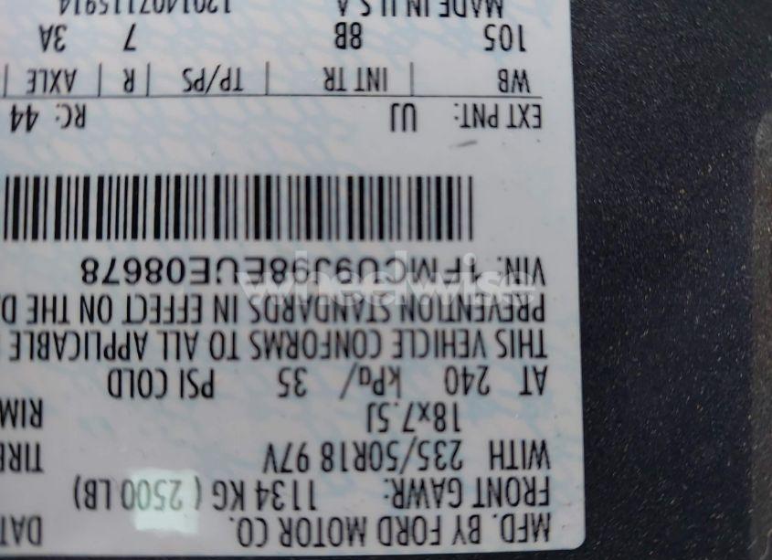 Photo 9 of 2014 Ford Escape TITANIUM (VIN 1FMCU9J98EUE08678)