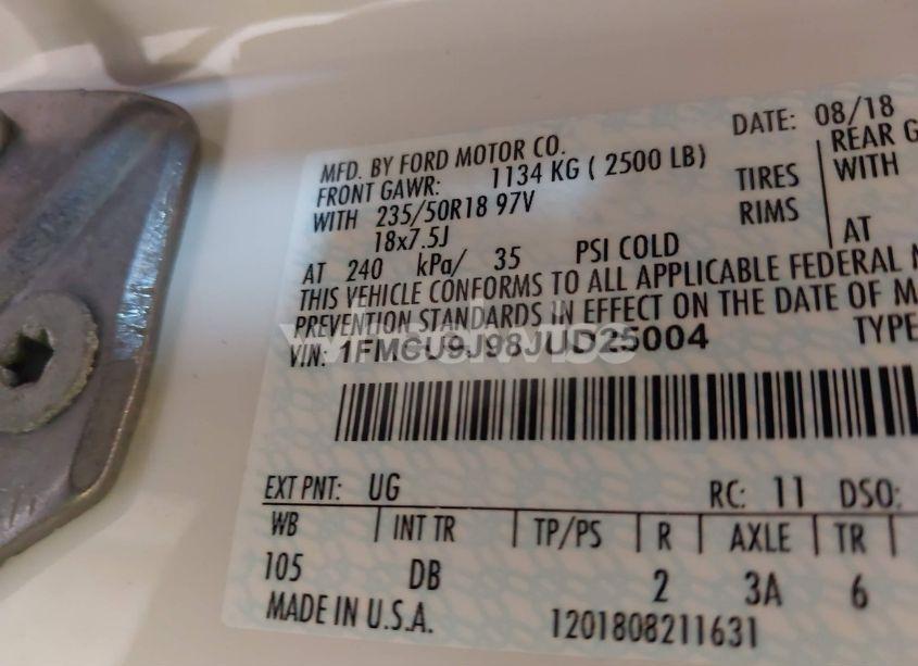 Photo 9 of 2018 Ford Escape TITANIUM (VIN 1FMCU9J98JUD25004)