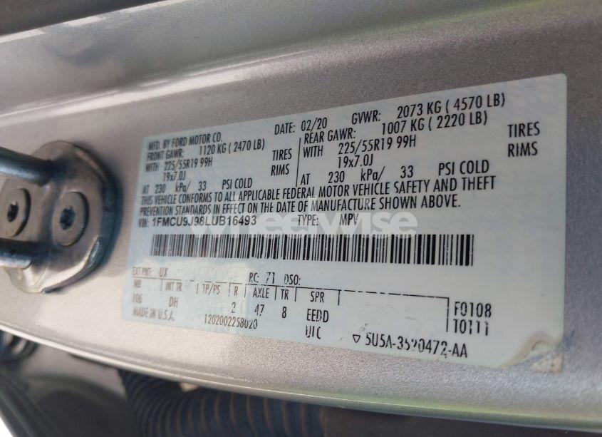 Photo 9 of 2020 Ford Escape TITANIUM (VIN 1FMCU9J98LUB16493)