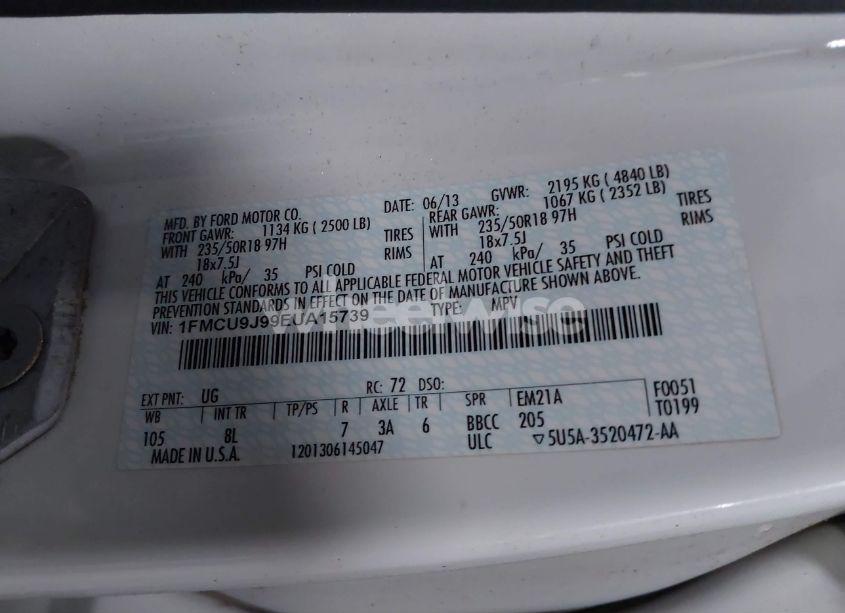 Photo 9 of 2014 Ford Escape TITANIUM (VIN 1FMCU9J99EUA15739)