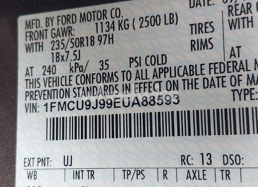 Photo 9 of 2014 Ford Escape TITANIUM (VIN 1FMCU9J99EUA88593)