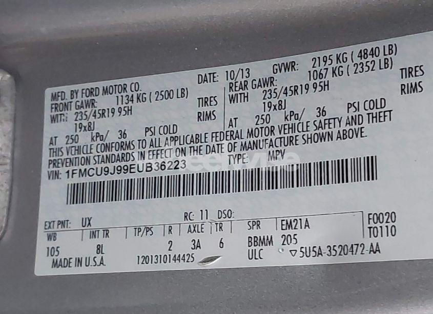 Photo 9 of 2014 Ford Escape TITANIUM (VIN 1FMCU9J99EUB36223)