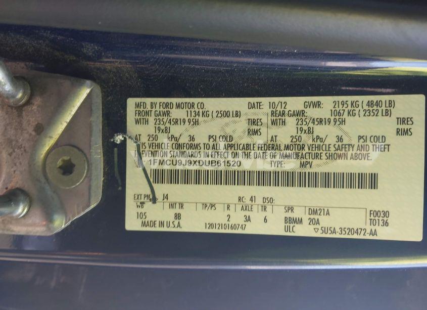 Photo 9 of 2013 Ford Escape TITANIUM (VIN 1FMCU9J9XDUB61520)