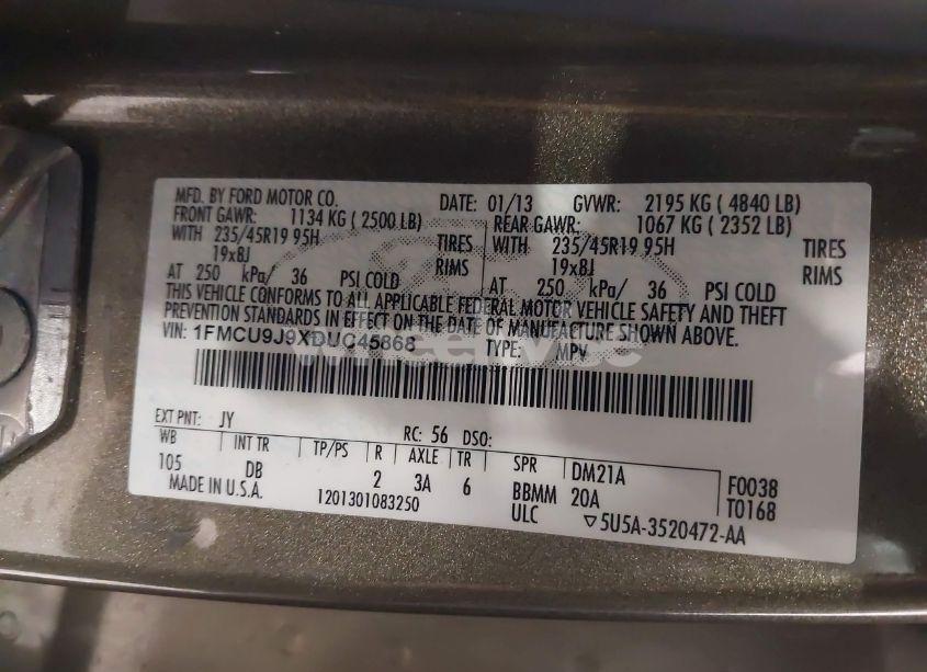 Photo 9 of 2013 Ford Escape TITANIUM (VIN 1FMCU9J9XDUC45868)