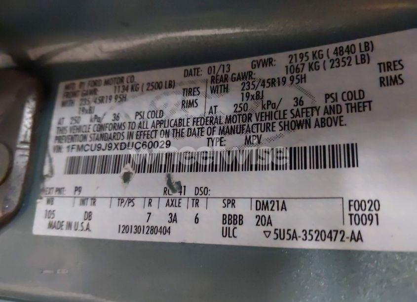 Photo 9 of 2013 Ford Escape TITANIUM (VIN 1FMCU9J9XDUC60029)