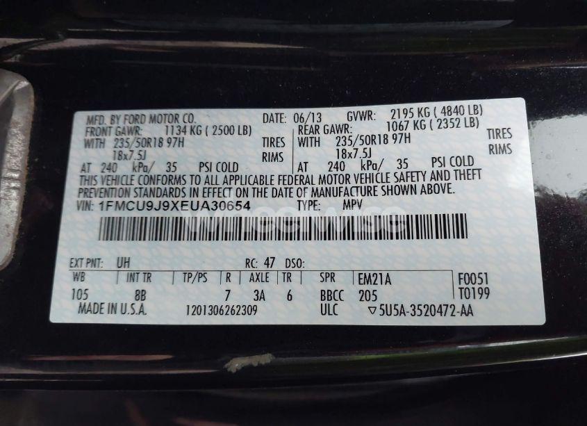 Photo 9 of 2014 Ford Escape TITANIUM (VIN 1FMCU9J9XEUA30654)