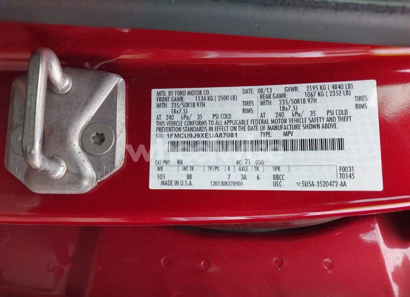 Photo 9 of 2014 Ford Escape TITANIUM (VIN 1FMCU9J9XEUA87081)