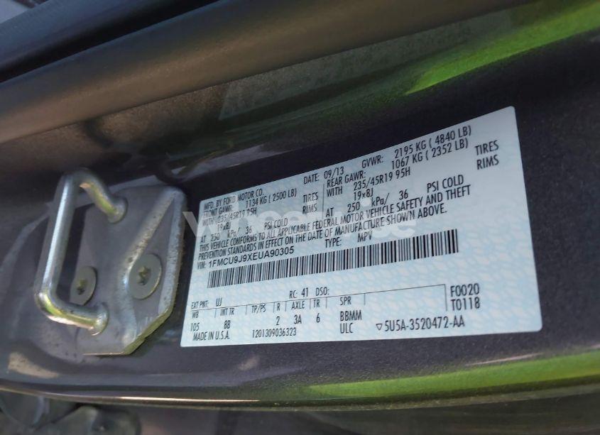 Photo 9 of 2014 Ford Escape TITANIUM (VIN 1FMCU9J9XEUA90305)