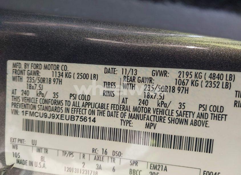 Photo 9 of 2014 Ford Escape TITANIUM (VIN 1FMCU9J9XEUB75614)