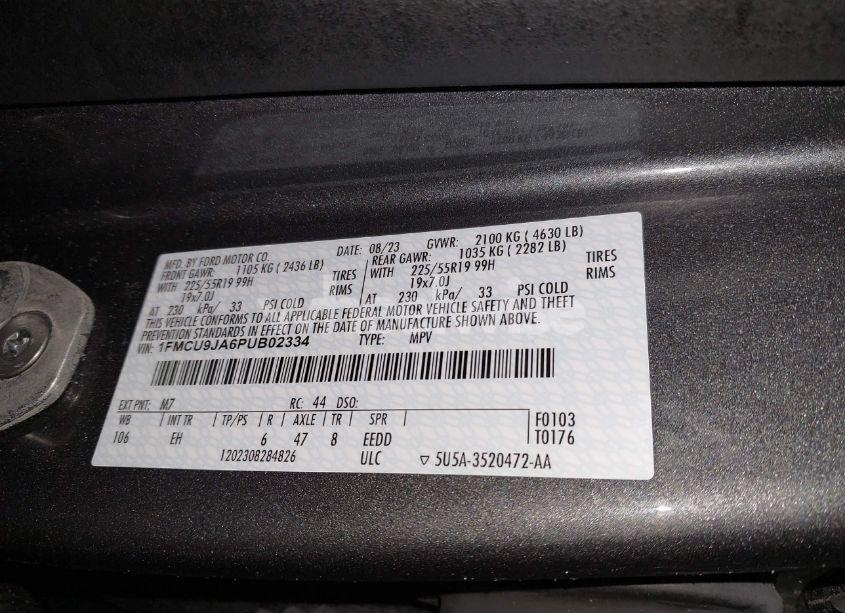 Photo 9 of 2023 Ford Escape PLATINUM (VIN 1FMCU9JA6PUB02334)