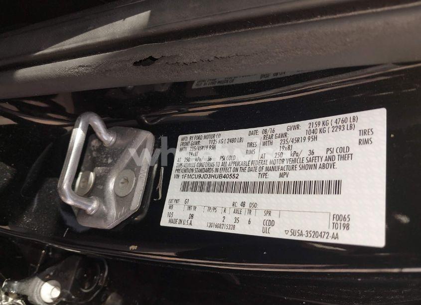 Photo 9 of 2017 Ford Escape TITANIUM (VIN 1FMCU9JD3HUB40552)