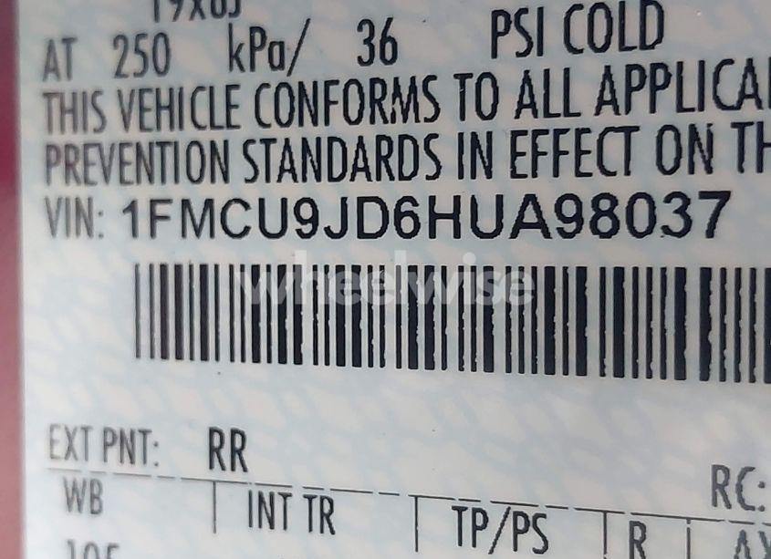 Photo 9 of 2017 Ford Escape TITANIUM (VIN 1FMCU9JD6HUA98037)