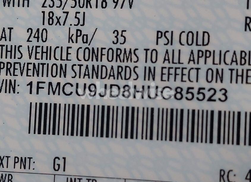 Photo 9 of 2017 Ford Escape TITANIUM (VIN 1FMCU9JD8HUC85523)