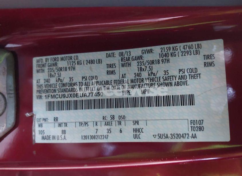 Photo 9 of 2014 Ford Escape TITANIUM (VIN 1FMCU9JX0EUA77450)