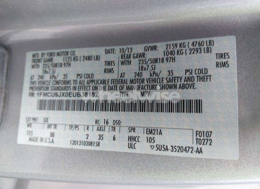 Photo 9 of 2014 Ford Escape TITANIUM (VIN 1FMCU9JX0EUB38182)