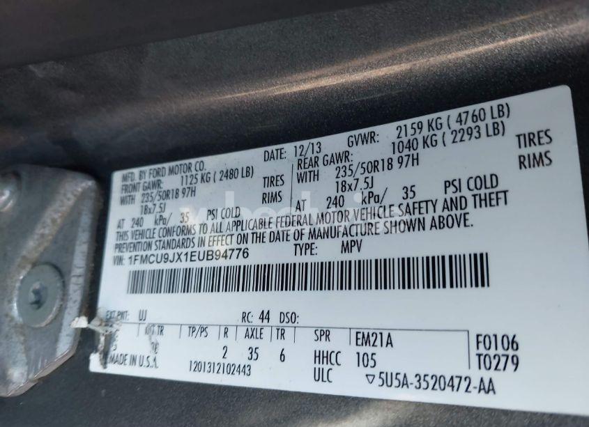 Photo 9 of 2014 Ford Escape TITANIUM (VIN 1FMCU9JX1EUB94776)